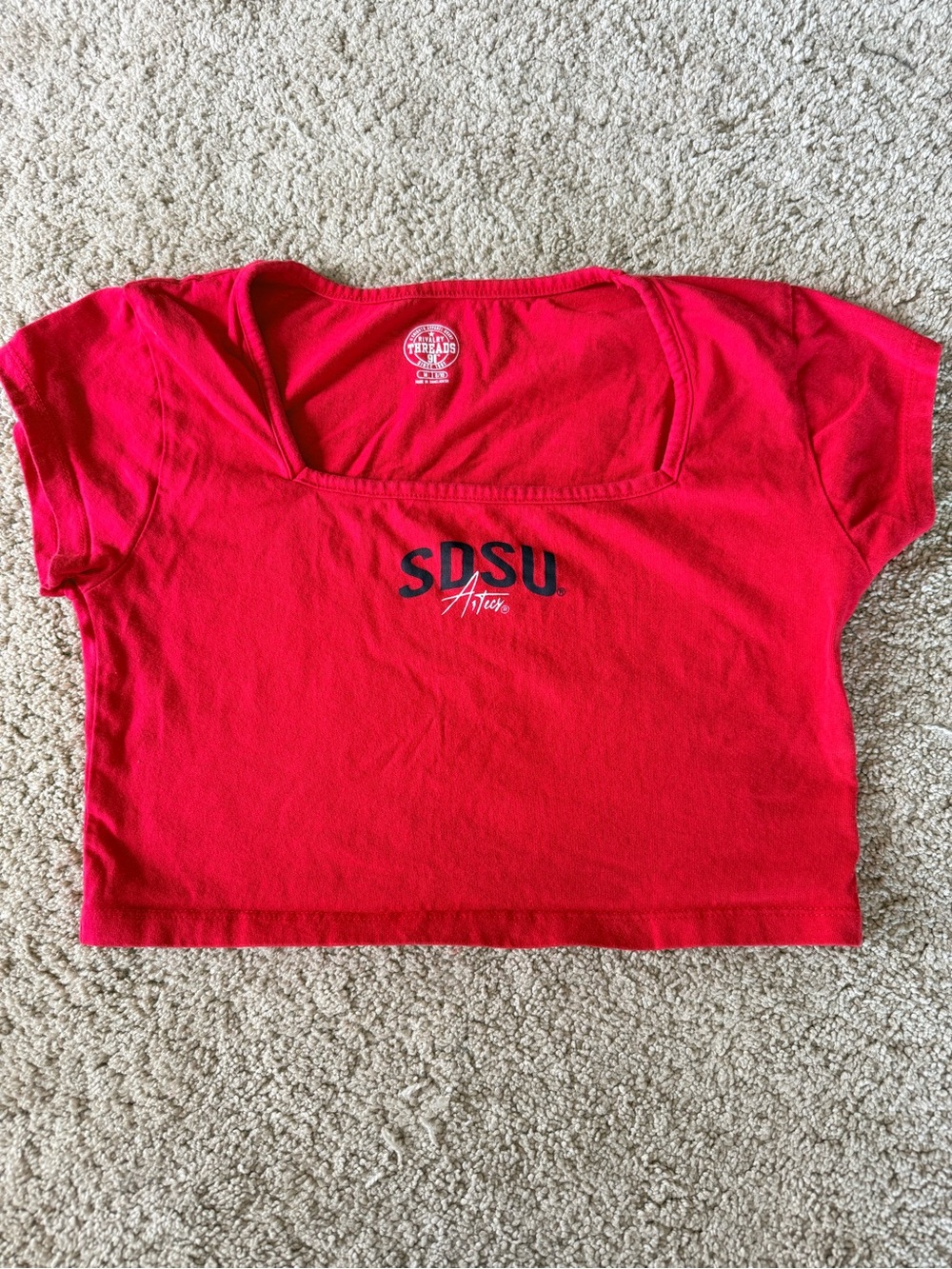 Red SDSU Cropped Tee